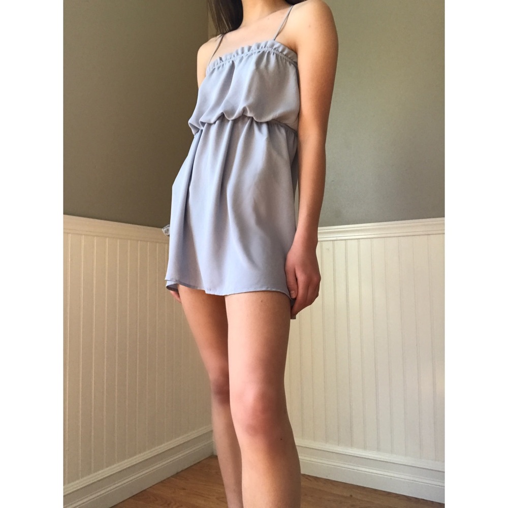 Baby Blue Mini Dress, Cinched Waist Dress